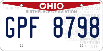 OH license plate GPF8798