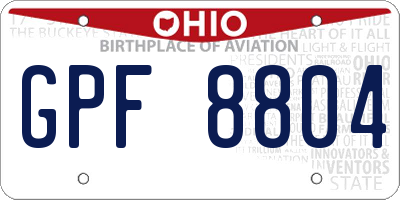 OH license plate GPF8804