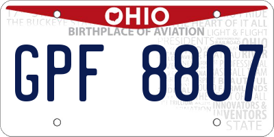 OH license plate GPF8807