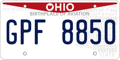 OH license plate GPF8850