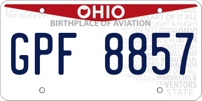 OH license plate GPF8857