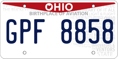 OH license plate GPF8858