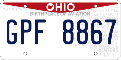 OH license plate GPF8867