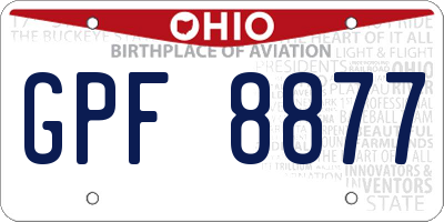 OH license plate GPF8877