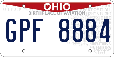 OH license plate GPF8884