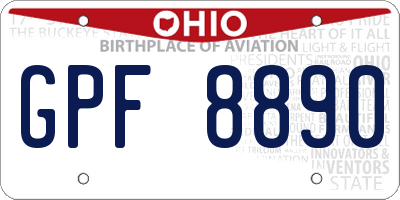 OH license plate GPF8890