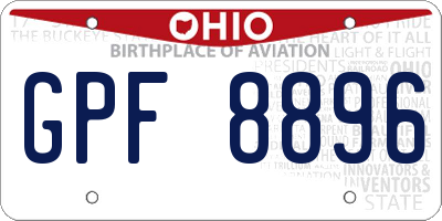 OH license plate GPF8896