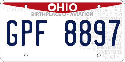 OH license plate GPF8897