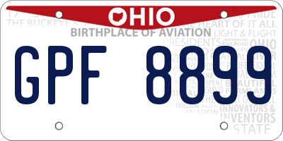 OH license plate GPF8899