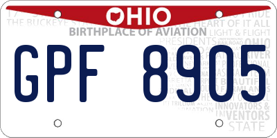 OH license plate GPF8905