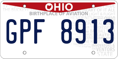 OH license plate GPF8913