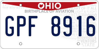 OH license plate GPF8916