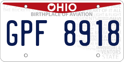 OH license plate GPF8918