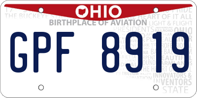 OH license plate GPF8919