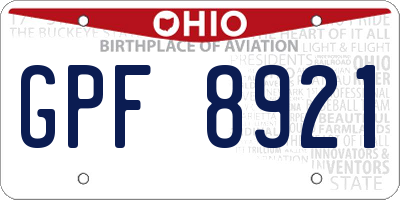 OH license plate GPF8921