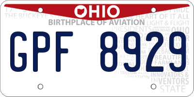 OH license plate GPF8929