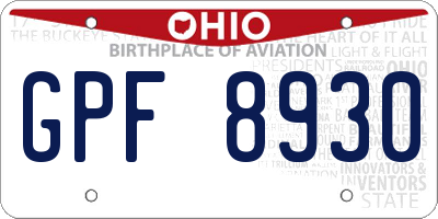 OH license plate GPF8930