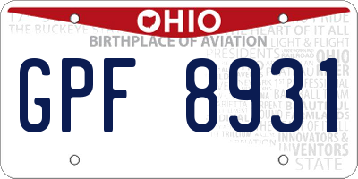 OH license plate GPF8931