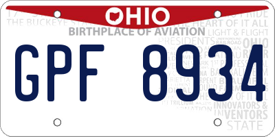 OH license plate GPF8934