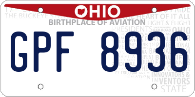 OH license plate GPF8936