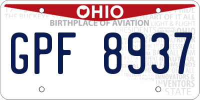 OH license plate GPF8937