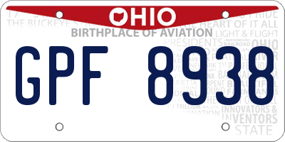 OH license plate GPF8938