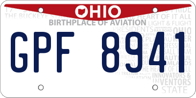 OH license plate GPF8941