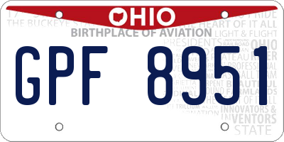 OH license plate GPF8951