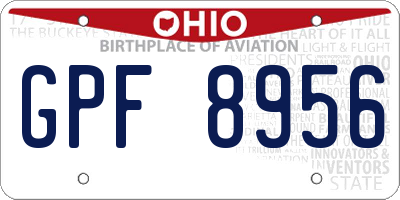 OH license plate GPF8956