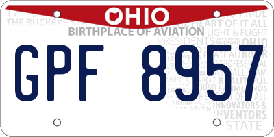 OH license plate GPF8957