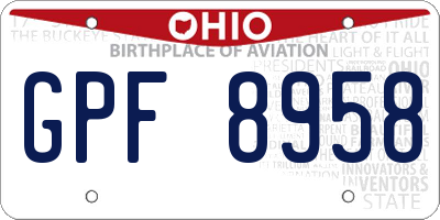 OH license plate GPF8958