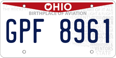 OH license plate GPF8961