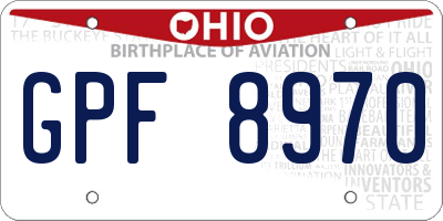 OH license plate GPF8970