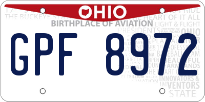 OH license plate GPF8972