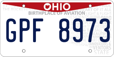 OH license plate GPF8973