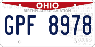 OH license plate GPF8978