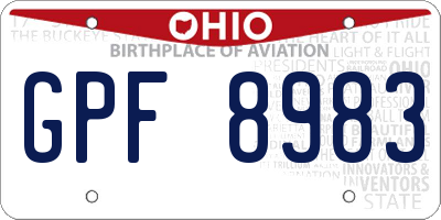 OH license plate GPF8983