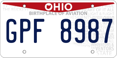 OH license plate GPF8987