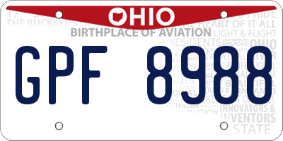 OH license plate GPF8988