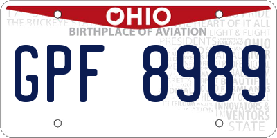 OH license plate GPF8989