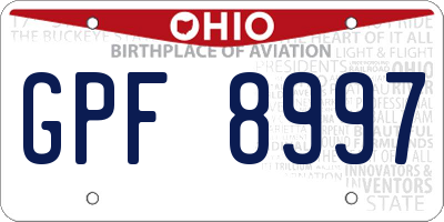 OH license plate GPF8997