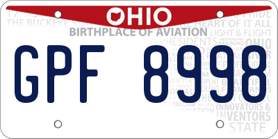 OH license plate GPF8998