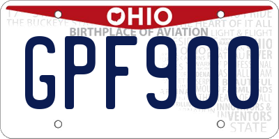 OH license plate GPF900