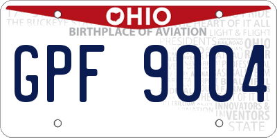 OH license plate GPF9004