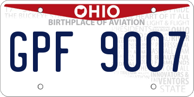 OH license plate GPF9007
