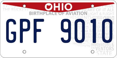 OH license plate GPF9010