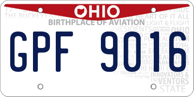 OH license plate GPF9016