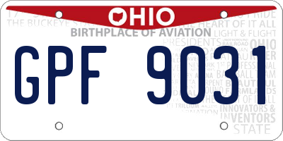 OH license plate GPF9031