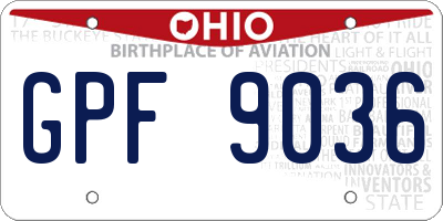 OH license plate GPF9036