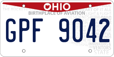 OH license plate GPF9042